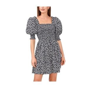 Sam & Jess Dress XL Dark Floral Smocked Square Neck Puff Sleeve Cotton Boho